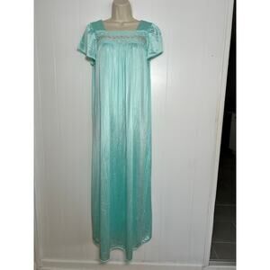 Vintage Vanity Fair Blue Nightgown with Lace Detail